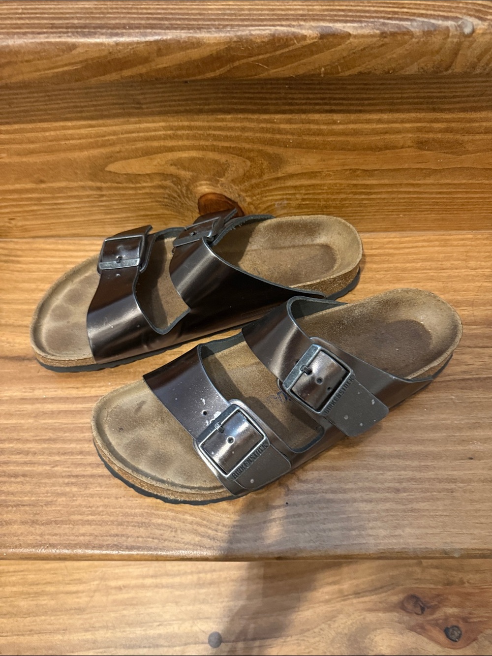 Birkenstock’s Double-Buckle Slide Sandals in Dark Brown